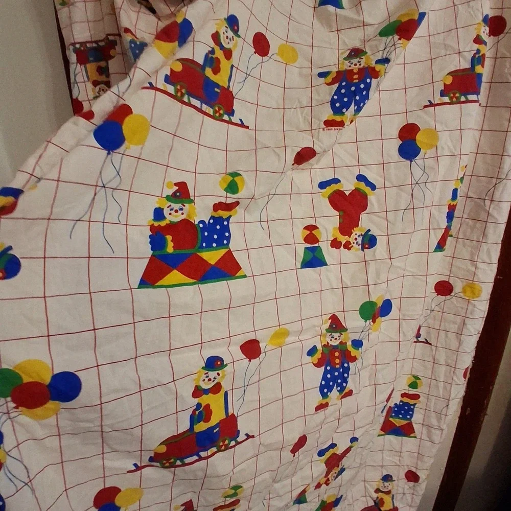 Vintage 80s Rainbow Circus‎ Clown Baby Crib Fitted Sheets EUC Lot Of 2